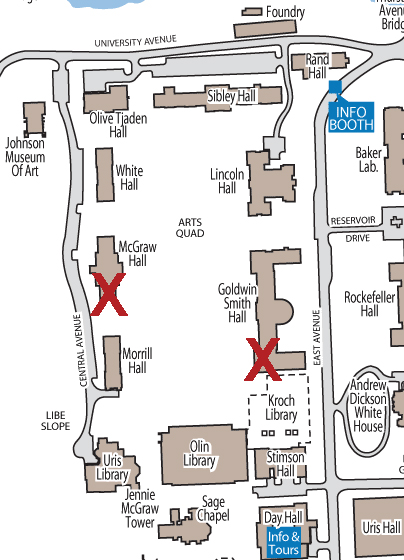 Map for McGraw Hall and Goldwin Smith Hall.
